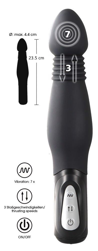 Vibrator anal You2Toys cu șoc, silicon negru, 23,5 cm