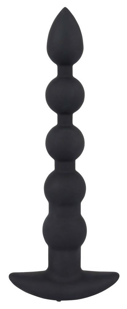 Lanț anal vibrant cu bile USB din silicon Black Velvets, 21 cm
