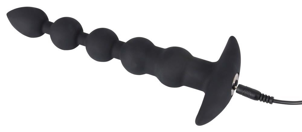 Lanț anal vibrant cu bile USB din silicon Black Velvets, 21 cm