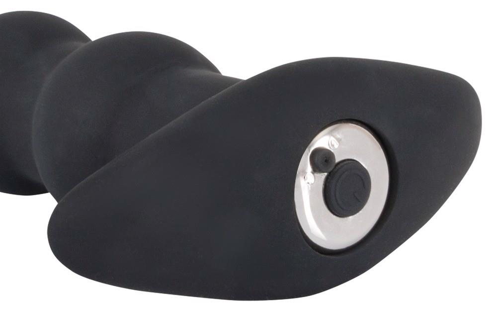 Lanț anal vibrant cu bile USB din silicon Black Velvets, 21 cm