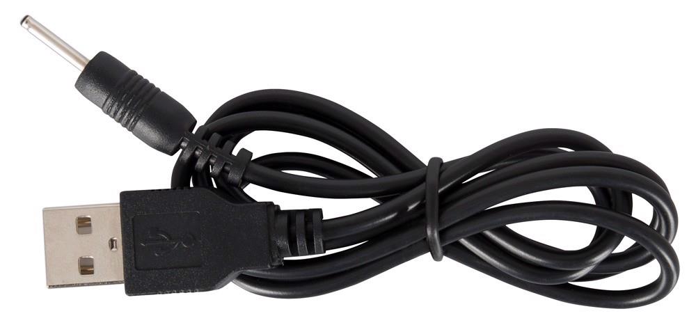 Lanț anal vibrant cu bile USB din silicon Black Velvets, 21 cm