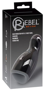 Masturbator Rebel cu 3 funcții de vibrație și încălzire, 20 cm, USB