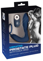 Plug vibrant pentru prostată cu inel pentru penis