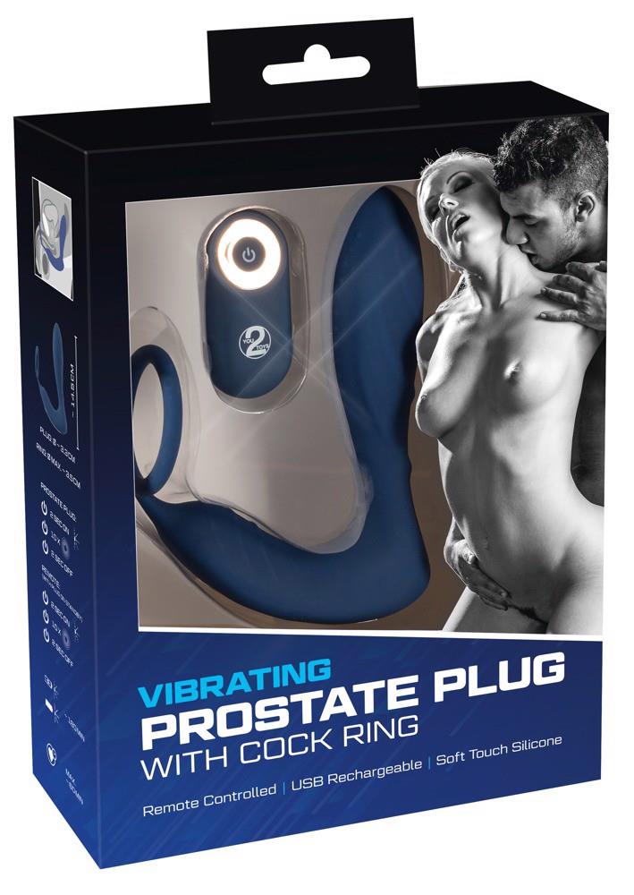 Plug vibrant pentru prostată cu inel pentru penis