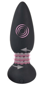 Plug anal rotativ Black Velvets cu telecomandă USB 14 cm