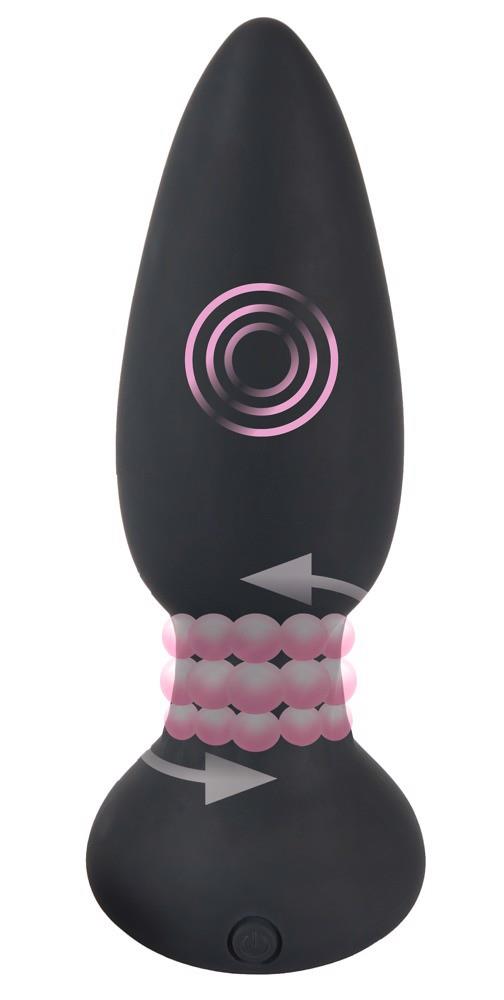 Plug anal rotativ Black Velvets cu telecomandă USB 14 cm