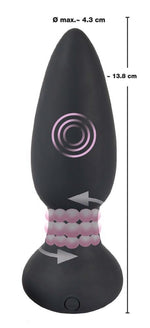 Plug anal rotativ Black Velvets cu telecomandă USB 14 cm