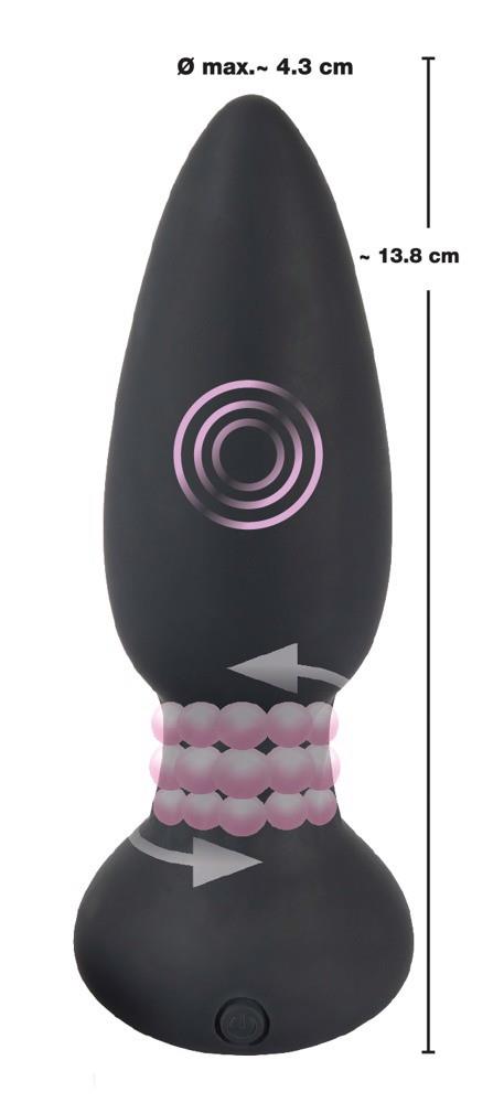 Plug anal rotativ Black Velvets cu telecomandă USB 14 cm