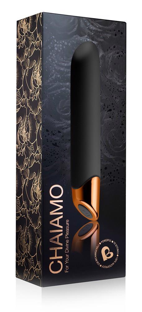 Vibrator Chaiamo Rocks Off din silicon, negru, 10 moduri, USB, 16 cm