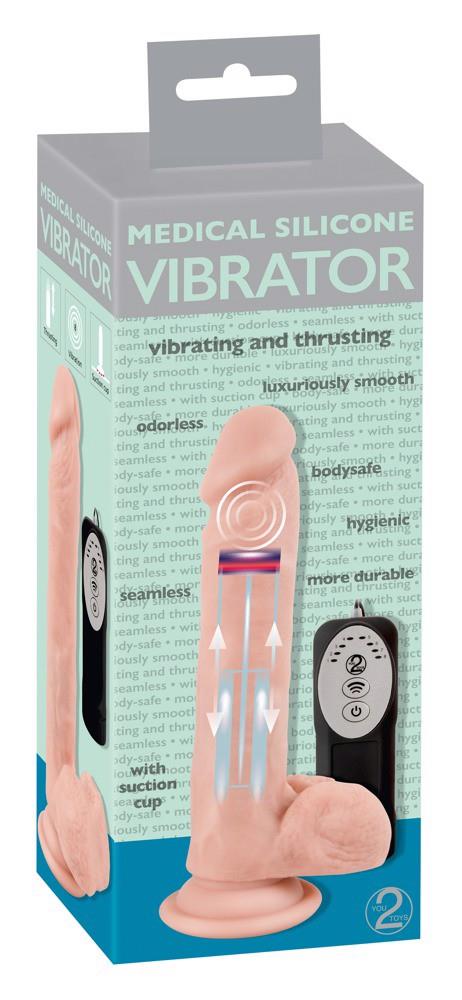 Vibrator realist din silicon medical cu împingere 21 cm