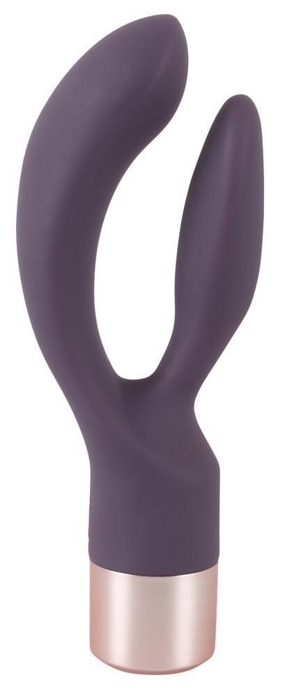 Vibrator USB cu iepuraș dublu din silicon, serie Elegant, 15,2 cm