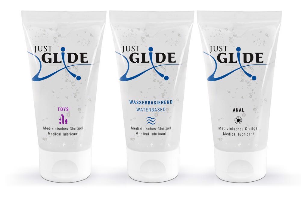 Set lubrifiant anal Just Glide pe bază de apă 3x50ml