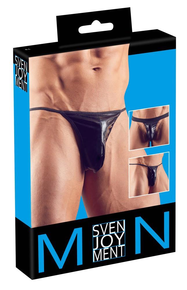 Set de 3 chiloți tanga negri cu aspect ud Svenjoyment SL