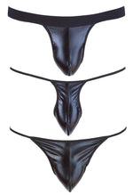 Set de 3 chiloți tanga negri cu aspect ud Svenjoyment SL