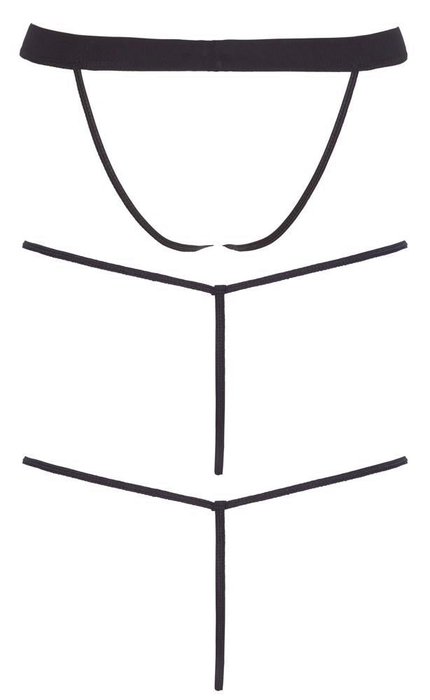 Set de 3 chiloți tanga negri cu aspect ud Svenjoyment SL
