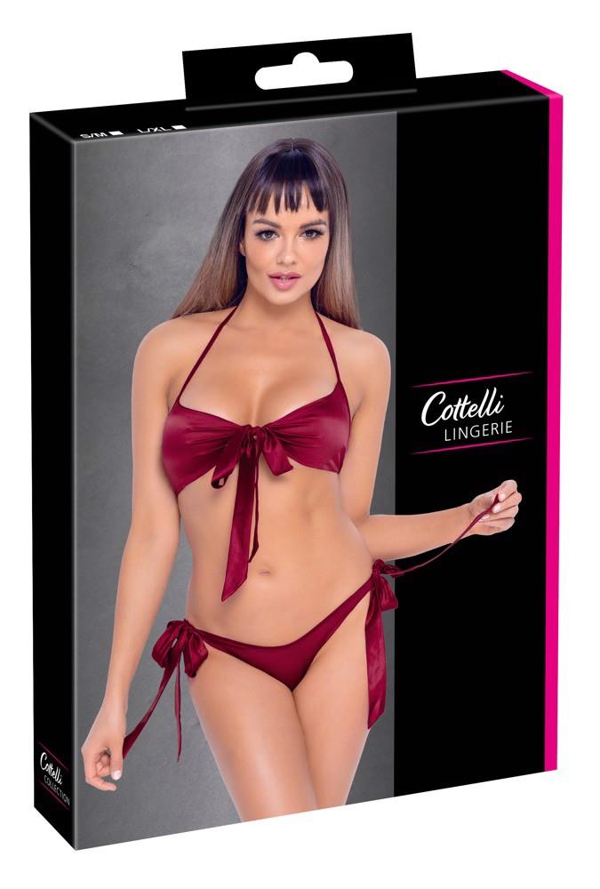 Set de lenjerie intimă Cottelli LINGERIE roșu cu funde L/XL