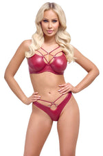 Set de lenjerie intimă Cottelli LINGERIE roșu cu aspect ud și inele 80B