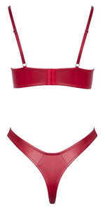 Set de lenjerie intimă Cottelli LINGERIE roșu cu aspect ud și inele 80B