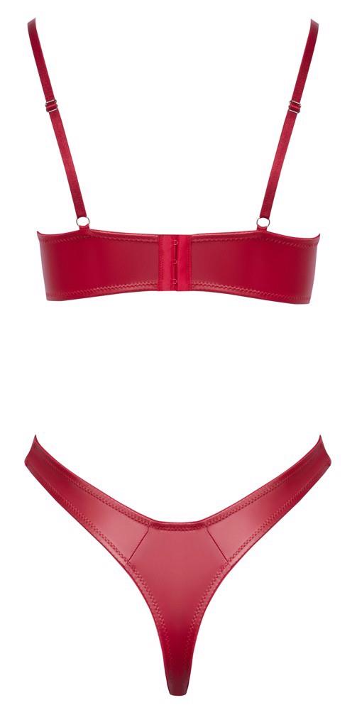 Set de lenjerie intimă Cottelli LINGERIE roșu cu aspect ud și inele 80B