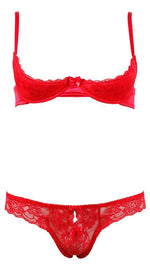 Set lenjerie intimă Cottelli cu cupă jumătate, roșu 85B