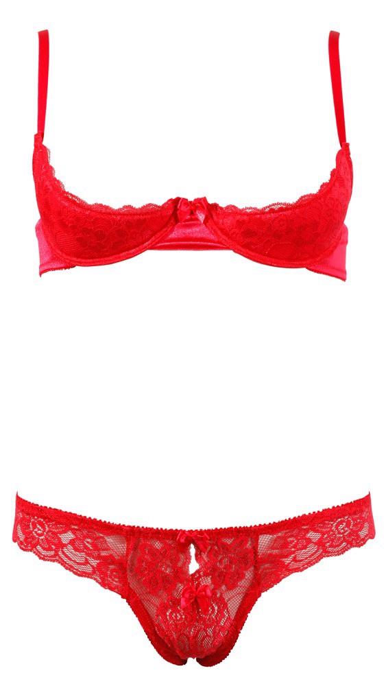 Set lenjerie intimă Cottelli cu cupă jumătate, roșu 85B