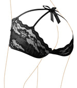 Chiloți din dantelă cu fundă Cottelli LINGERIE negru L