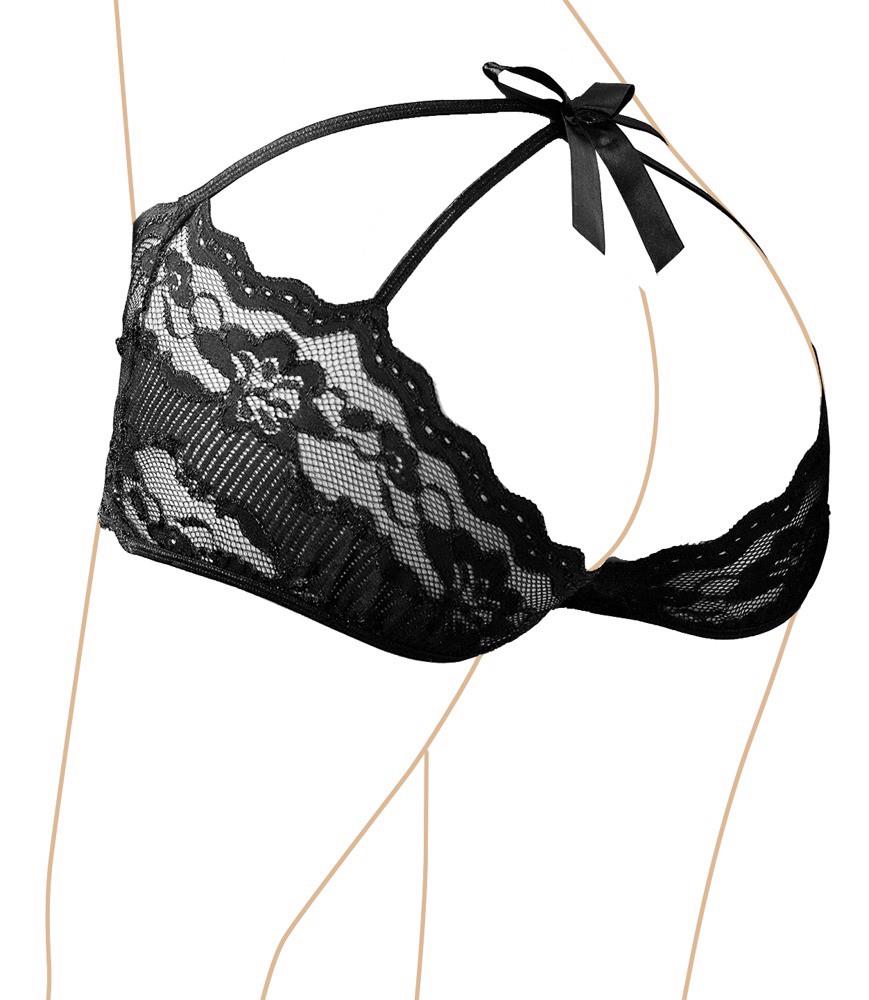 Chiloți din dantelă cu fundă Cottelli LINGERIE negru L