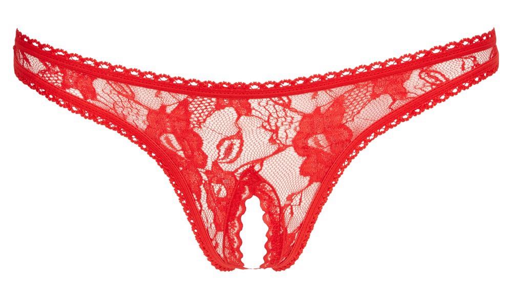 Cottelli Lingerie tanga roșie cu dantelă deschisă M