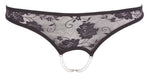 Tanga din dantelă cu perle Cottelli Lingerie negru S