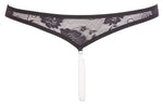 Tanga din dantelă cu perle Cottelli Lingerie negru S