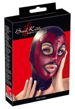 Mască Bad Kitty cu cap elastic, neagră, cu panou roșu