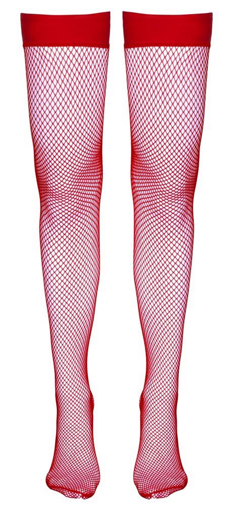 Ciorapi plasă Cottelli LEGWEAR roșii, mărimea S