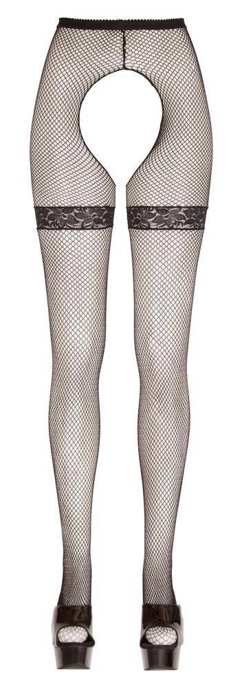 Colanți Cottelli LEGWEAR din plasă cu dungi de dantelă, mărimea M/L