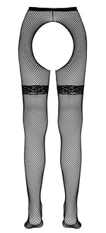 Colanți Cottelli LEGWEAR din plasă cu dungi de dantelă, mărimea M/L