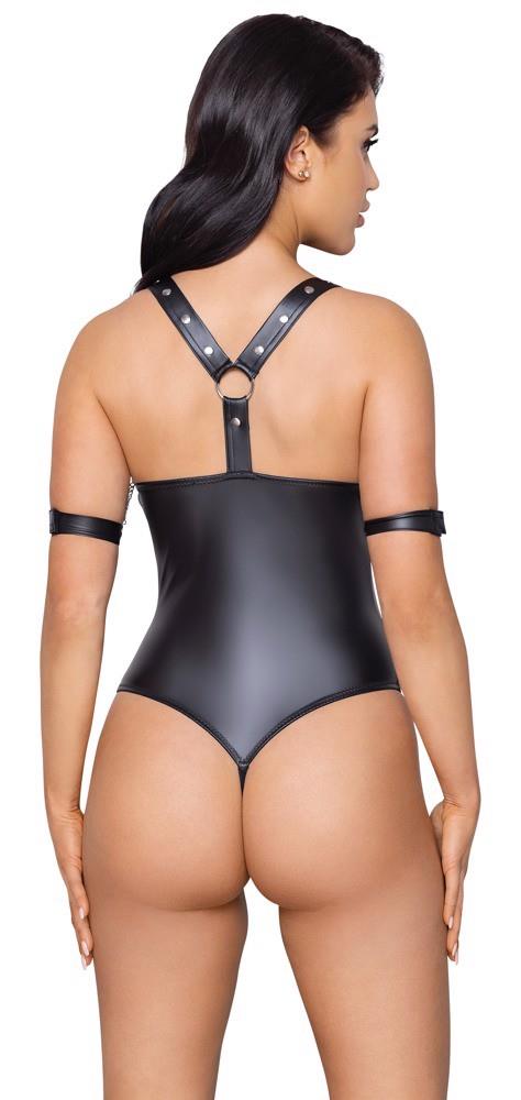 Body bondage Cottelli BONDAGE negru XL cu bretele la gleznă