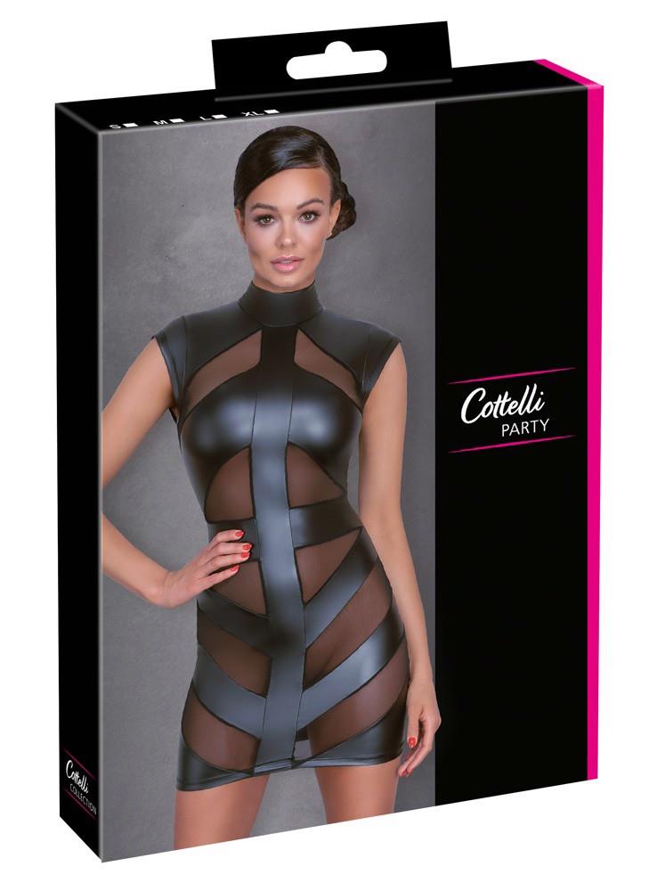 Rochie scurtă Cottelli PARTY neagră XL cu plasă powernet