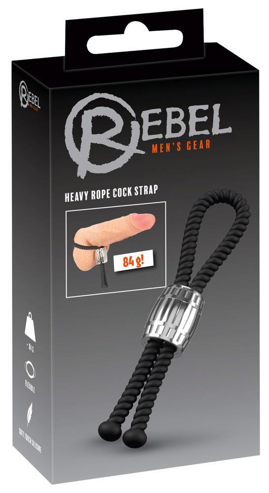 Inel pentru penis Rebel Heavy Rope din silicon, negru