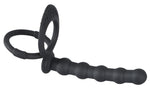 Inel pentru penis din silicon Black Velvets cu dildo anal