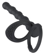 Inel pentru penis din silicon Black Velvets cu dildo anal
