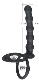 Inel pentru penis din silicon Black Velvets cu dildo anal