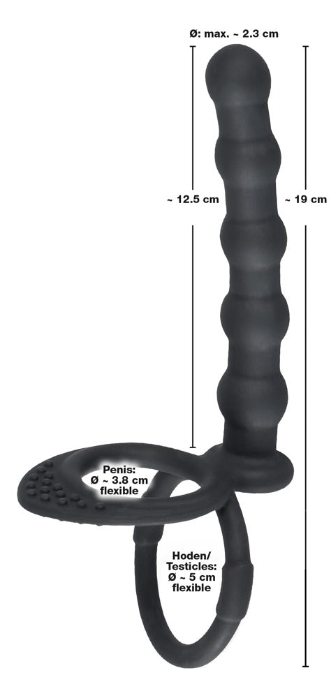 Inel pentru penis din silicon Black Velvets cu dildo anal