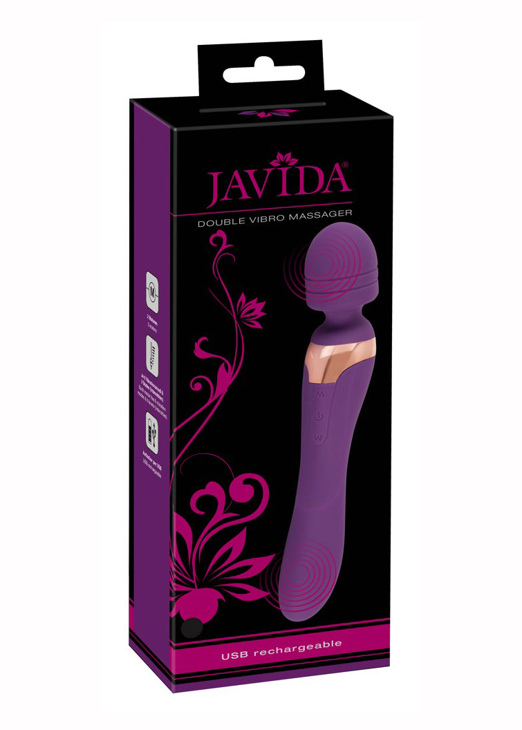 Vibrator dublu masaj Javida silicon violet USB 22 cm
