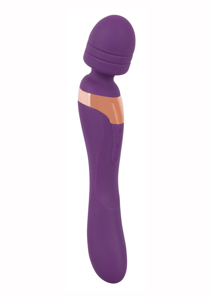 Vibrator dublu masaj Javida silicon violet USB 22 cm
