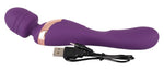 Vibrator dublu masaj Javida silicon violet USB 22 cm