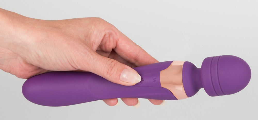 Vibrator dublu masaj Javida silicon violet USB 22 cm