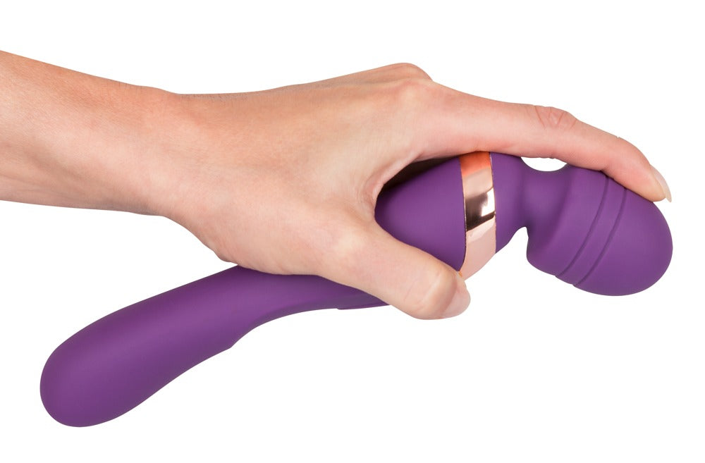 Vibrator dublu masaj Javida silicon violet USB 22 cm