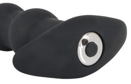 Lanț anal vibrant cu bile USB din silicon Black Velvets, 21 cm