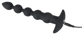 Lanț anal vibrant cu bile USB din silicon Black Velvets, 21 cm