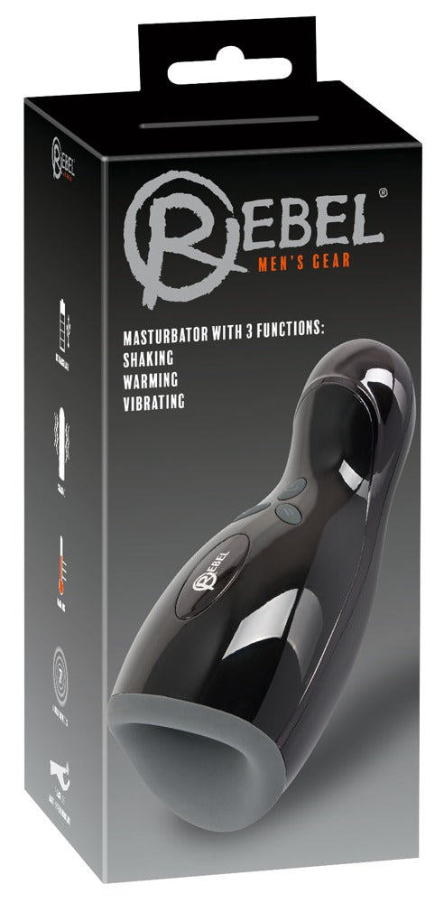 Masturbator Rebel cu 3 funcții de vibrație și încălzire, 20 cm, USB