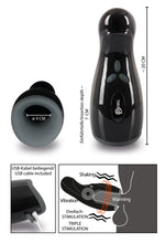 Masturbator Rebel cu 3 funcții de vibrație și încălzire, 20 cm, USB